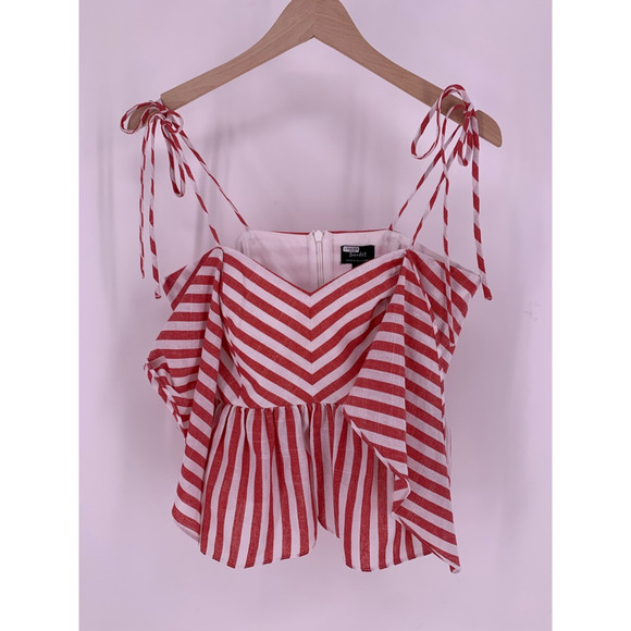 Bardot Red and White Striped Tank Top - Picture 7 of 10